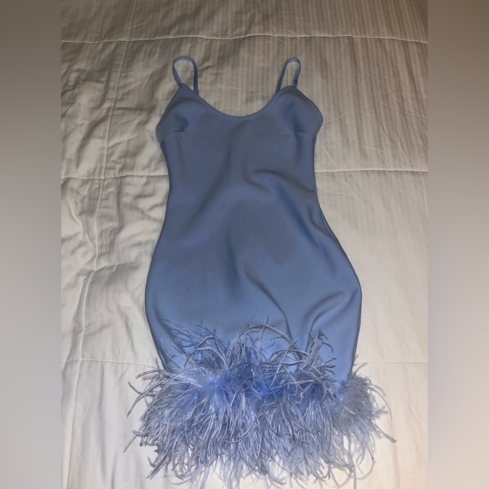 Fashion nova baby blue mini dress size S